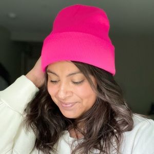 Neon Pink Knit Beanie